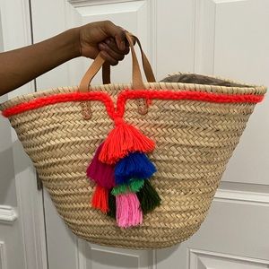 Moroccan tassel basket